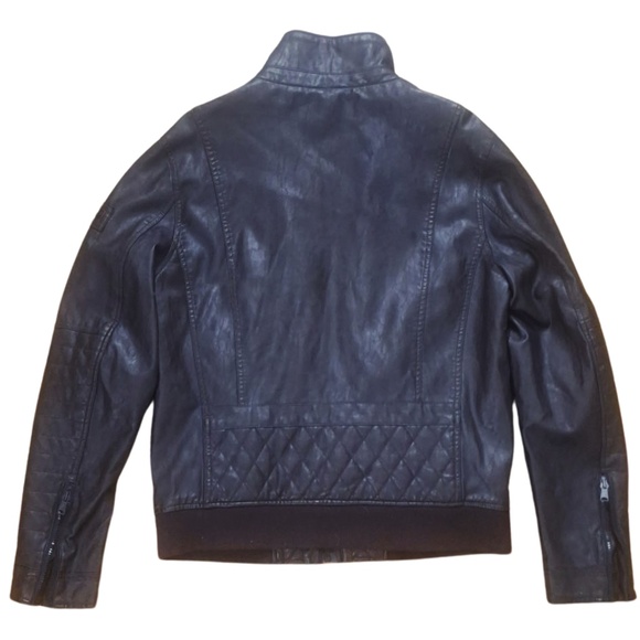 Rogue State Quilted Faux Bomber Leather Aviator Moto Jacket Black Men’s Sz M - Picture 2 of 10